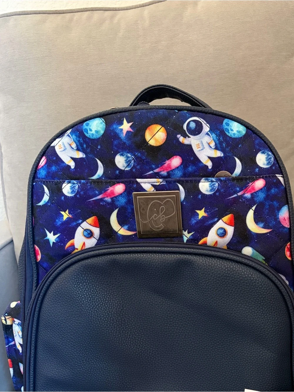Baby Diaper Backpack- Navy Blue Nova Faux Leather